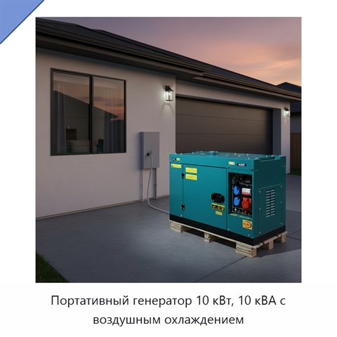 Портативный генератор 10 кВт, 10 кВА с воздушным охлаждением