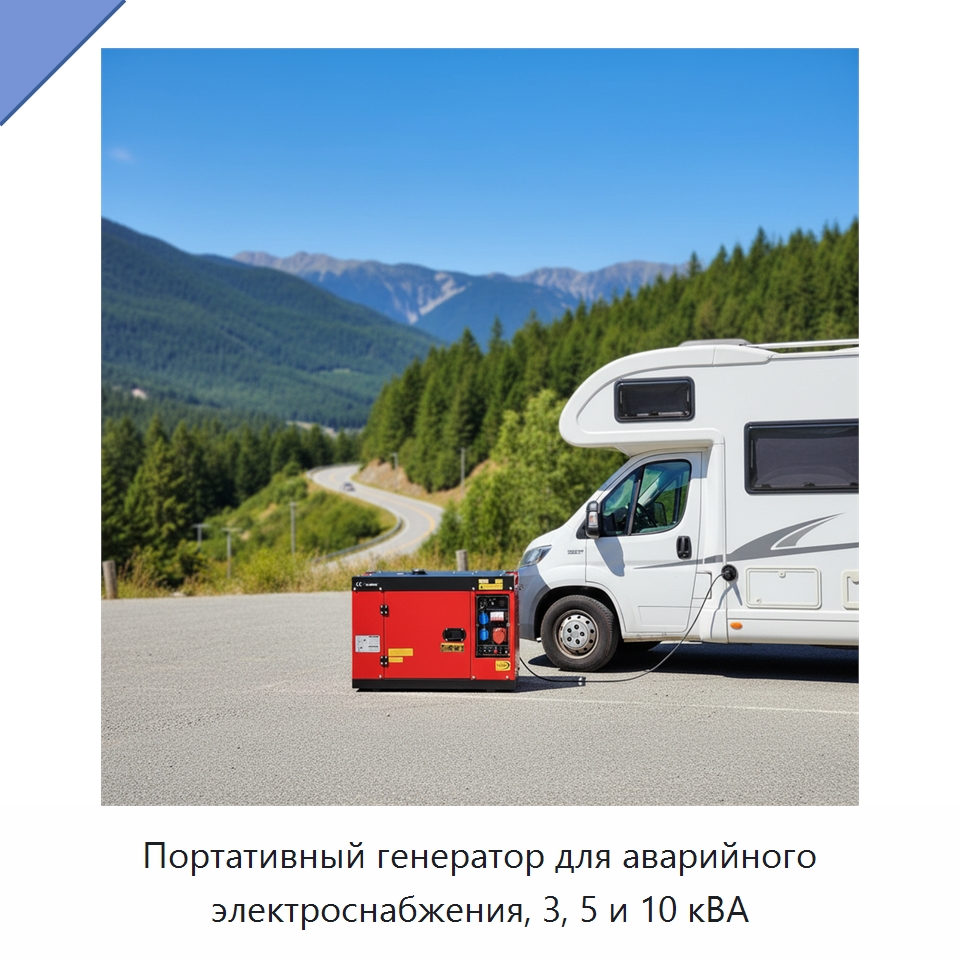 Портативный генератор для аварийного электроснабжения, 3, 5 и 10 кВА — Дизельные генераторы
