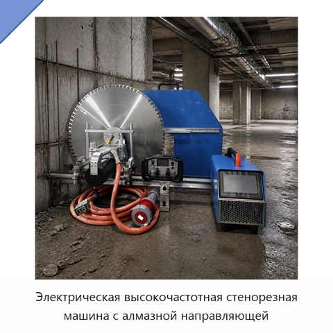 Электрическая высокочастотная стенорезная машина с алмазной направляющей