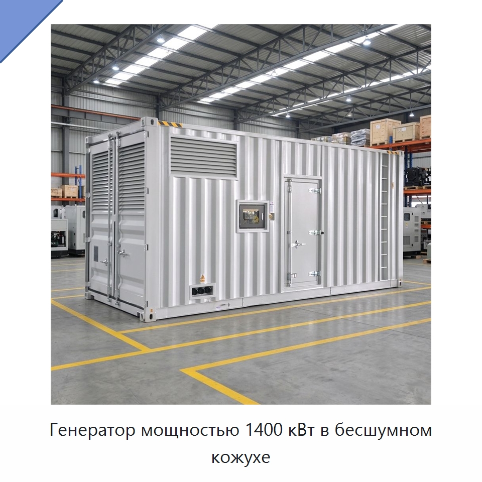 Генератор мощностью 1400 кВт в бесшумном кожухе — Дизельные генераторы