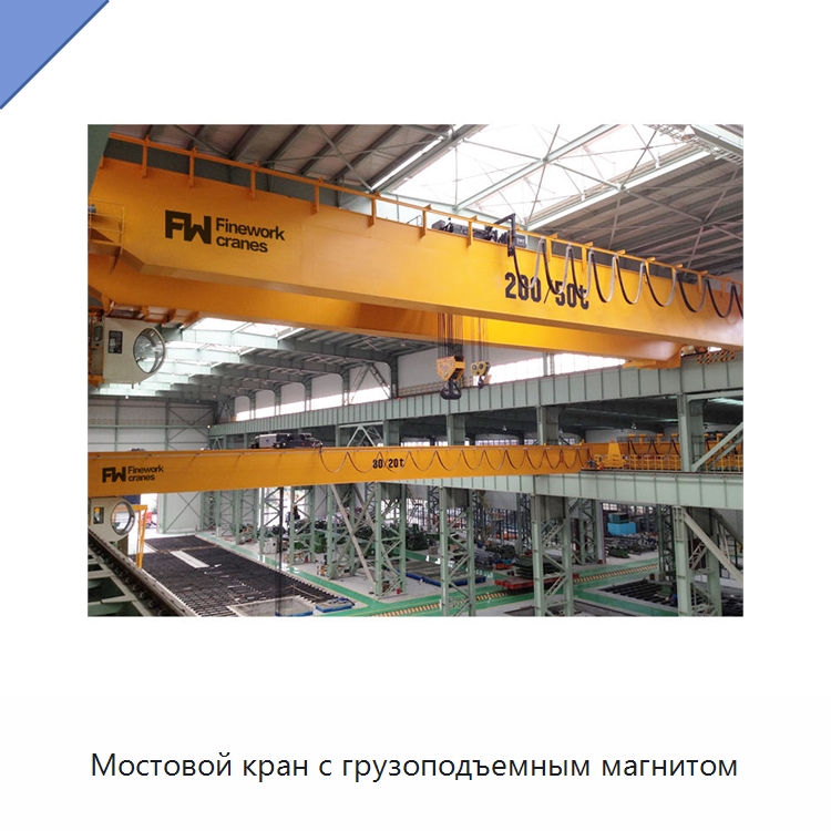Мостовой кран с грузоподъемным магнитом — Краны