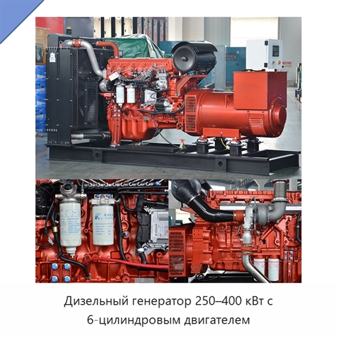 Дизельный генератор 250–400 кВт с 6-цилиндровым двигателем