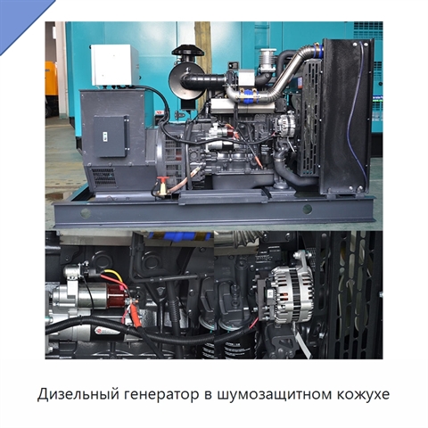 Дизельный генератор в шумозащитном кожухе