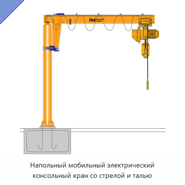 Напольный мобильный электрический консольный кран со стрелой и талью — Краны