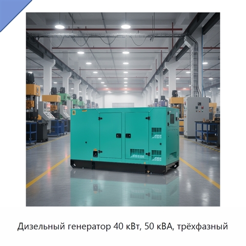Дизельный генератор 40 кВт, 50 кВА, трёхфазный