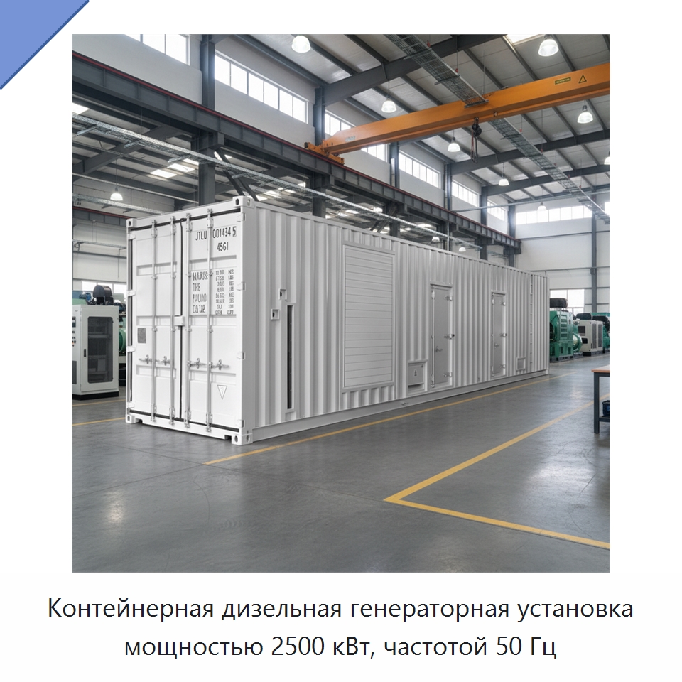 Контейнерная дизельная генераторная установка мощностью 2500 кВт, частотой 50 Гц — Дизельные генераторы