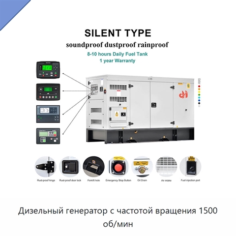 Дизельный генератор с частотой вращения 1500 об/мин
