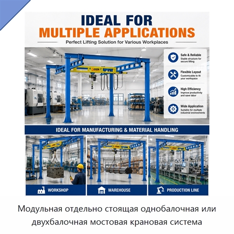Модульная отдельно стоящая однобалочная или двухбалочная мостовая крановая система