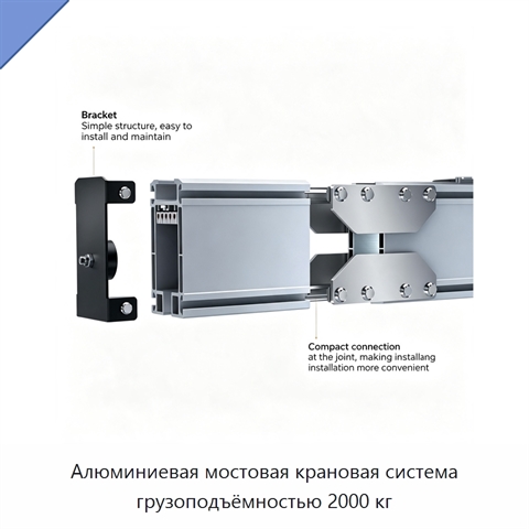 Алюминиевая мостовая крановая система грузоподъёмностью 2000 кг