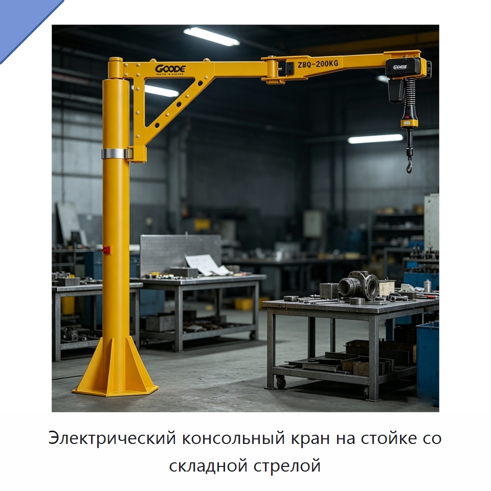 Электрический консольный кран на стойке со складной стрелой — Электротали