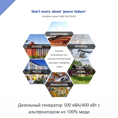 Дизельный генератор 500 кВА/400 кВт с альтернатором из 100% меди