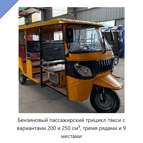 Бензиновый пассажирский трицикл-такси с вариантами 200 и 250 см³, тремя рядами и 9 местами