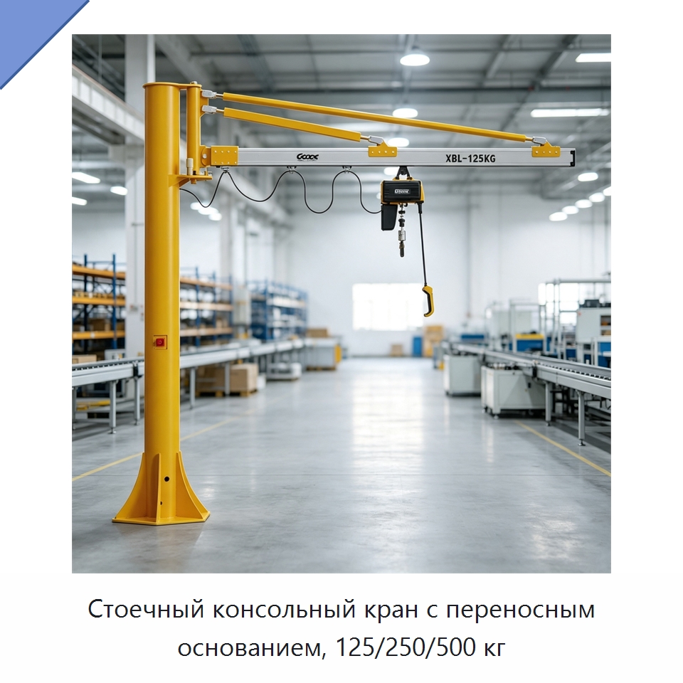 Стоечный консольный кран с переносным основанием, 125/250/500 кг — Электротали