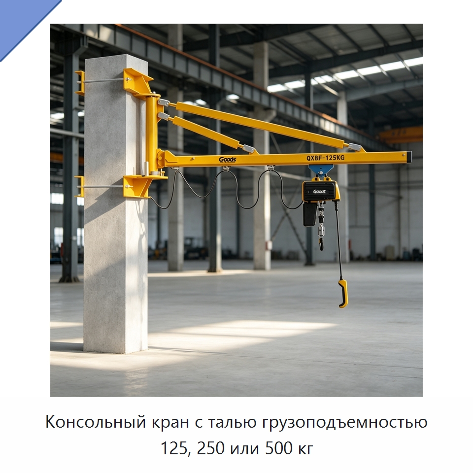 Консольный кран с талью грузоподъемностью 125, 250 или 500 кг — Краны