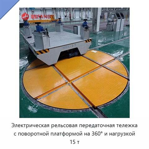 Электрическая рельсовая передаточная тележка с поворотной платформой на 360° и нагрузкой 15 т