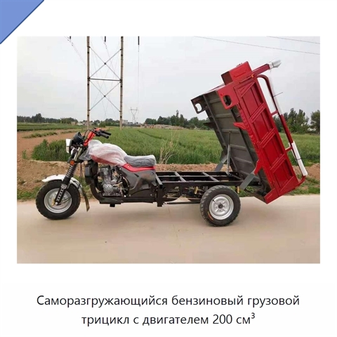 Саморазгружающийся бензиновый грузовой трицикл с двигателем 200 см³