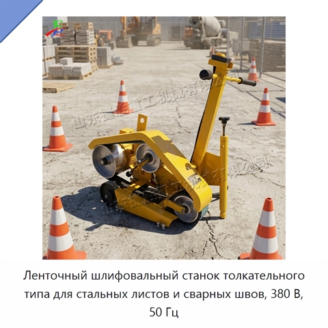 Ленточный шлифовальный станок толкательного типа для стальных листов и сварных швов, 380 В, 50 Гц