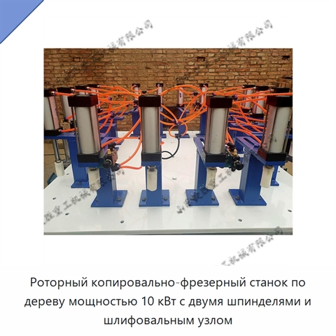 Роторный копировально-фрезерный станок по дереву мощностью 10 кВт с двумя шпинделями и шлифовальным узлом