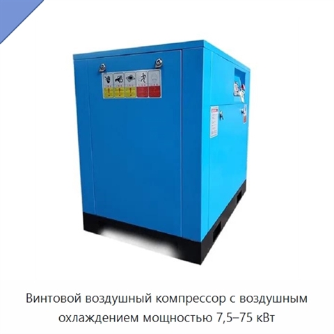 Винтовой воздушный компрессор с воздушным охлаждением мощностью 7,5–75 кВт