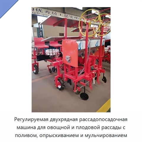 Регулируемая двухрядная рассадопосадочная машина для овощной и плодовой рассады с поливом, опрыскиванием и мульчированием