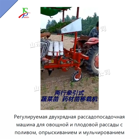 Регулируемая двухрядная рассадопосадочная машина для овощной и плодовой рассады с поливом, опрыскиванием и мульчированием