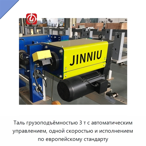 Таль грузоподъёмностью 3 т с автоматическим управлением, одной скоростью и исполнением по европейскому стандарту