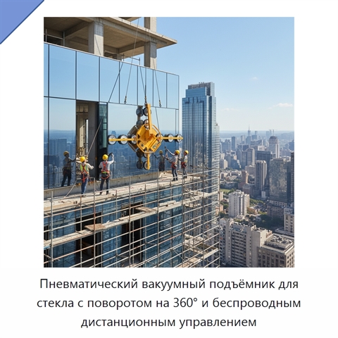 Пневматический вакуумный подъёмник для стекла с поворотом на 360° и беспроводным дистанционным управлением