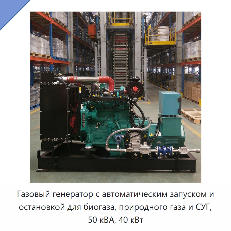 Газовый генератор с автоматическим запуском и остановкой для биогаза, природного газа и СУГ, 50 кВА, 40 кВт — Газотурбинные генераторы