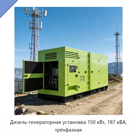 Дизель-генераторная установка 150 кВт, 187 кВА, трёхфазная