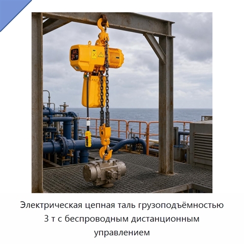 Электрическая цепная таль грузоподъёмностью 3 т с беспроводным дистанционным управлением