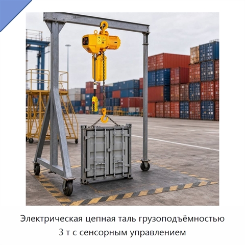 Электрическая цепная таль грузоподъёмностью 3 т с сенсорным управлением
