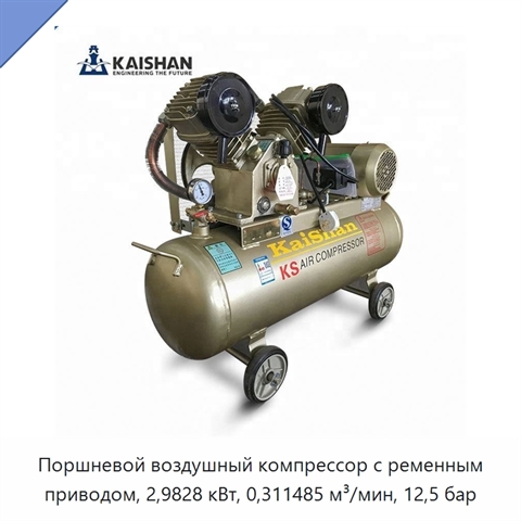 Поршневой воздушный компрессор с ременным приводом, 2,9828 кВт, 0,311485 м³/мин, 12,5 бар