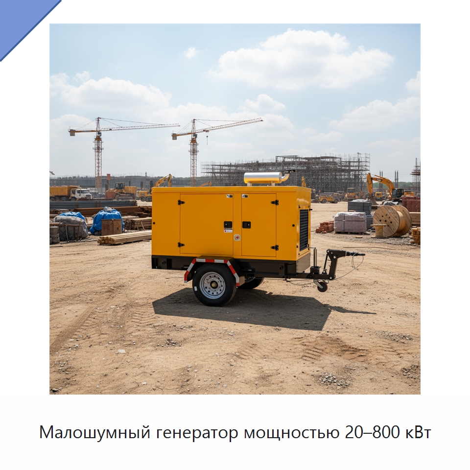 Малошумный генератор мощностью 20–800 кВт — Дизельные генераторы