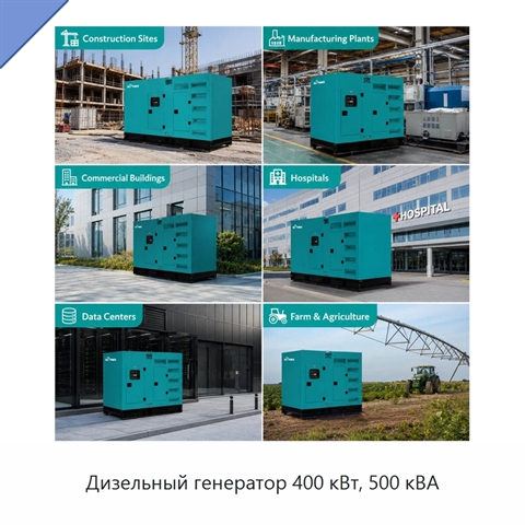Дизельный генератор 400 кВт, 500 кВА
