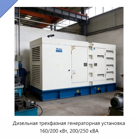 Дизельная трехфазная генераторная установка 160/200 кВт, 200/250 кВА