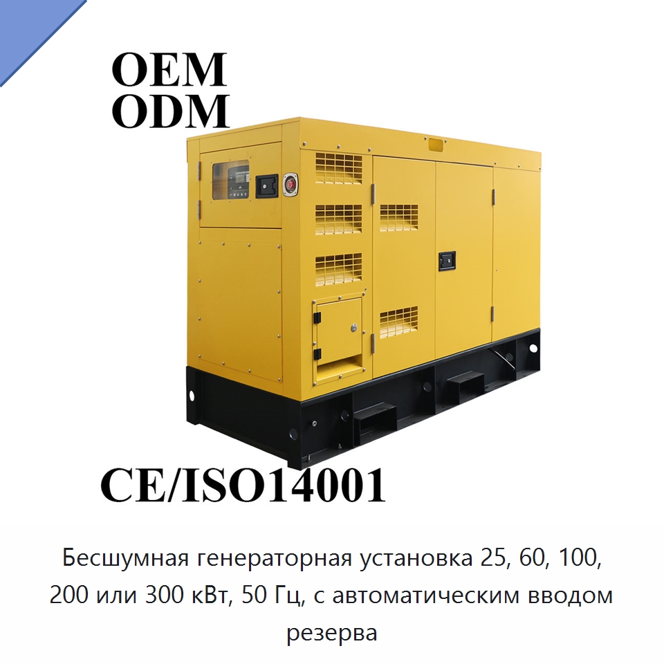 Бесшумная генераторная установка 25, 60, 100, 200 или 300 кВт, 50 Гц, с автоматическим вводом резерва — Дизельные генераторы
