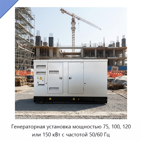 Генераторная установка мощностью 75, 100, 120 или 150 кВт с частотой 50/60 Гц