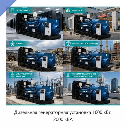Дизельная генераторная установка 1600 кВт, 2000 кВА