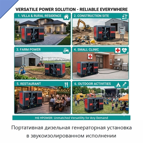 Портативная дизельная генераторная установка в звукоизолированном исполнении