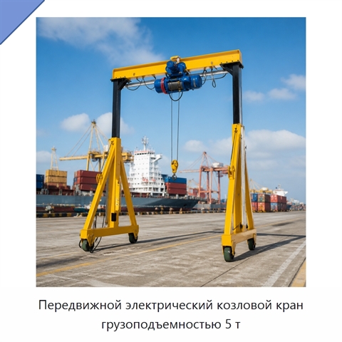 Передвижной электрический козловой кран грузоподъемностью 5 т