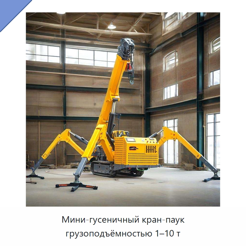Мини-гусеничный кран-паук грузоподъёмностью 1–10 т — Краны