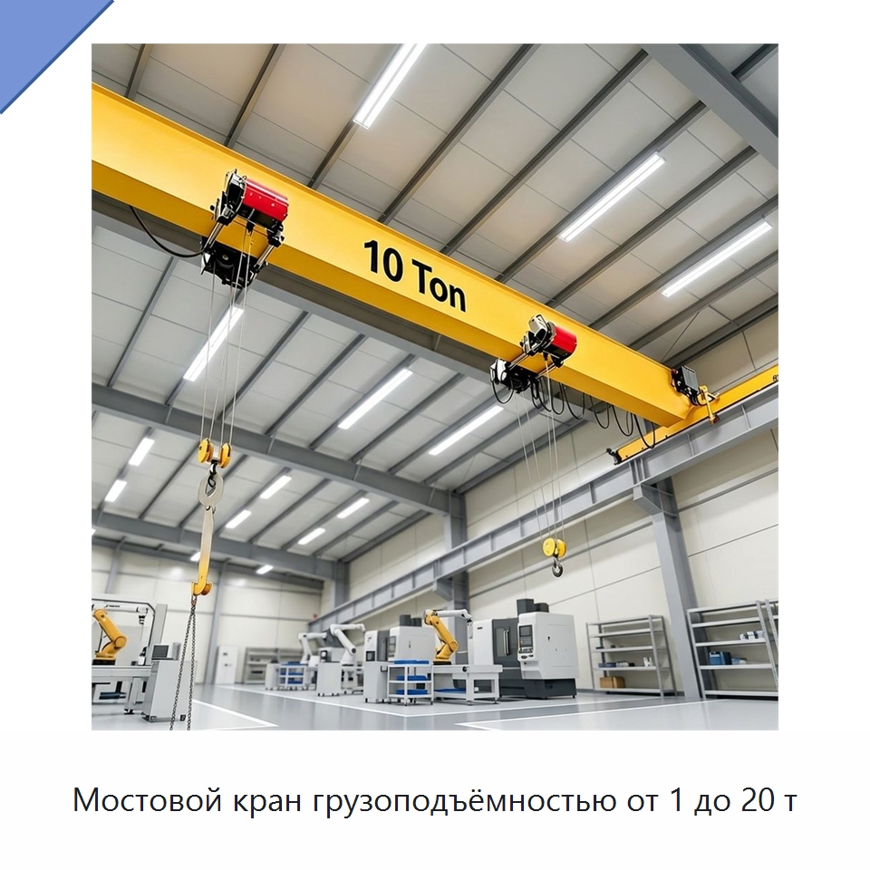Мостовой кран грузоподъёмностью от 1 до 20 т — Краны