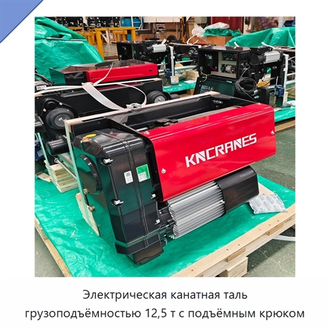 Электрическая канатная таль грузоподъёмностью 12,5 т с подъёмным крюком