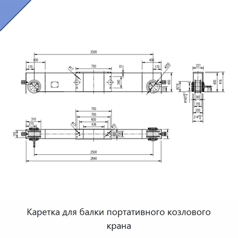 Каретка для балки портативного козлового крана