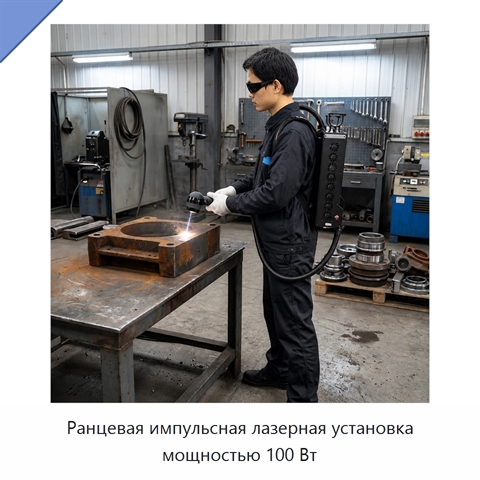 Ранцевая импульсная лазерная установка мощностью 100 Вт