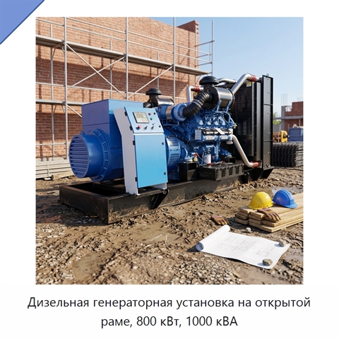 Дизельная генераторная установка на открытой раме, 800 кВт, 1000 кВА