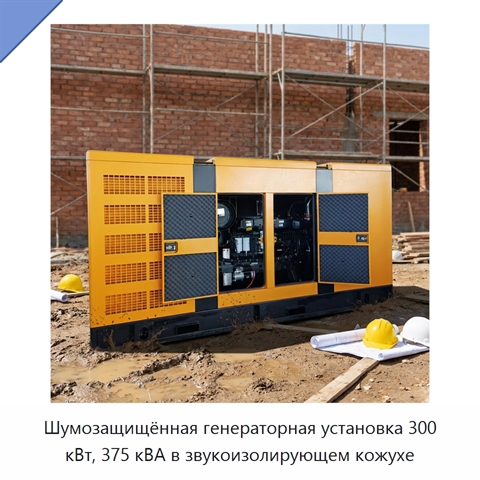 Шумозащищённая генераторная установка 300 кВт, 375 кВА в звукоизолирующем кожухе