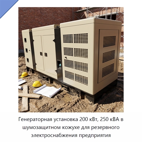 Генераторная установка 200 кВт, 250 кВА в шумозащитном кожухе для резервного электроснабжения предприятия