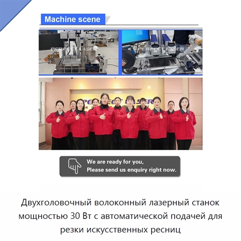 Двухголовочный волоконный лазерный станок мощностью 30 Вт с автоматической подачей для резки искусственных ресниц