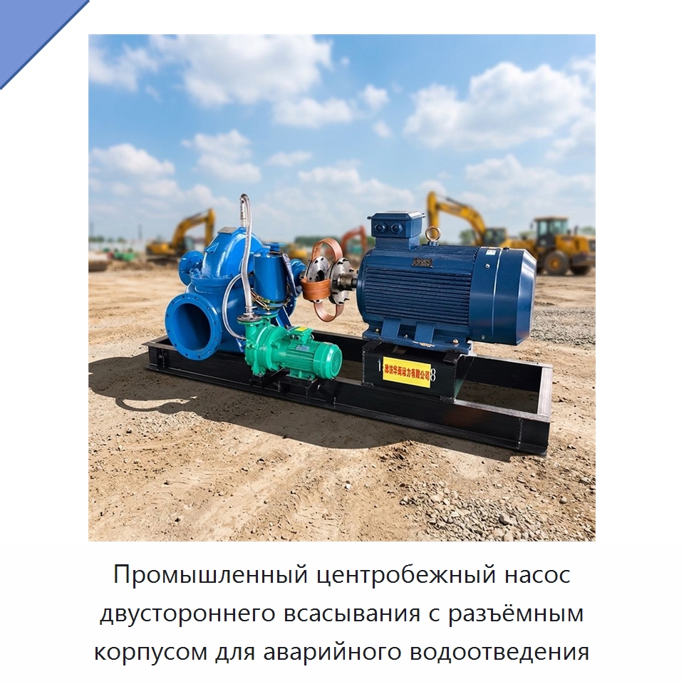 Промышленный центробежный насос двустороннего всасывания с разъёмным корпусом для аварийного водоотведения — Насосы